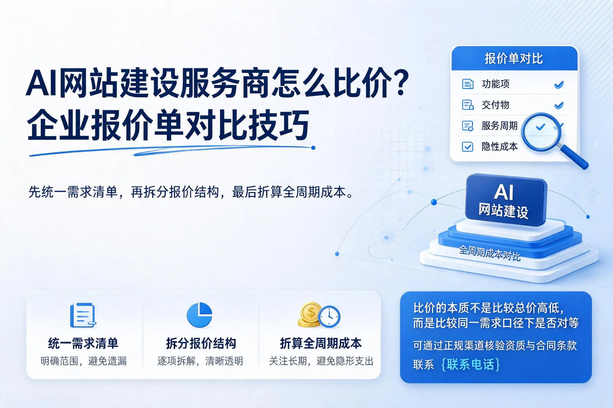 AI网站建设服务商怎么比价?娄底企业报价单对比技巧