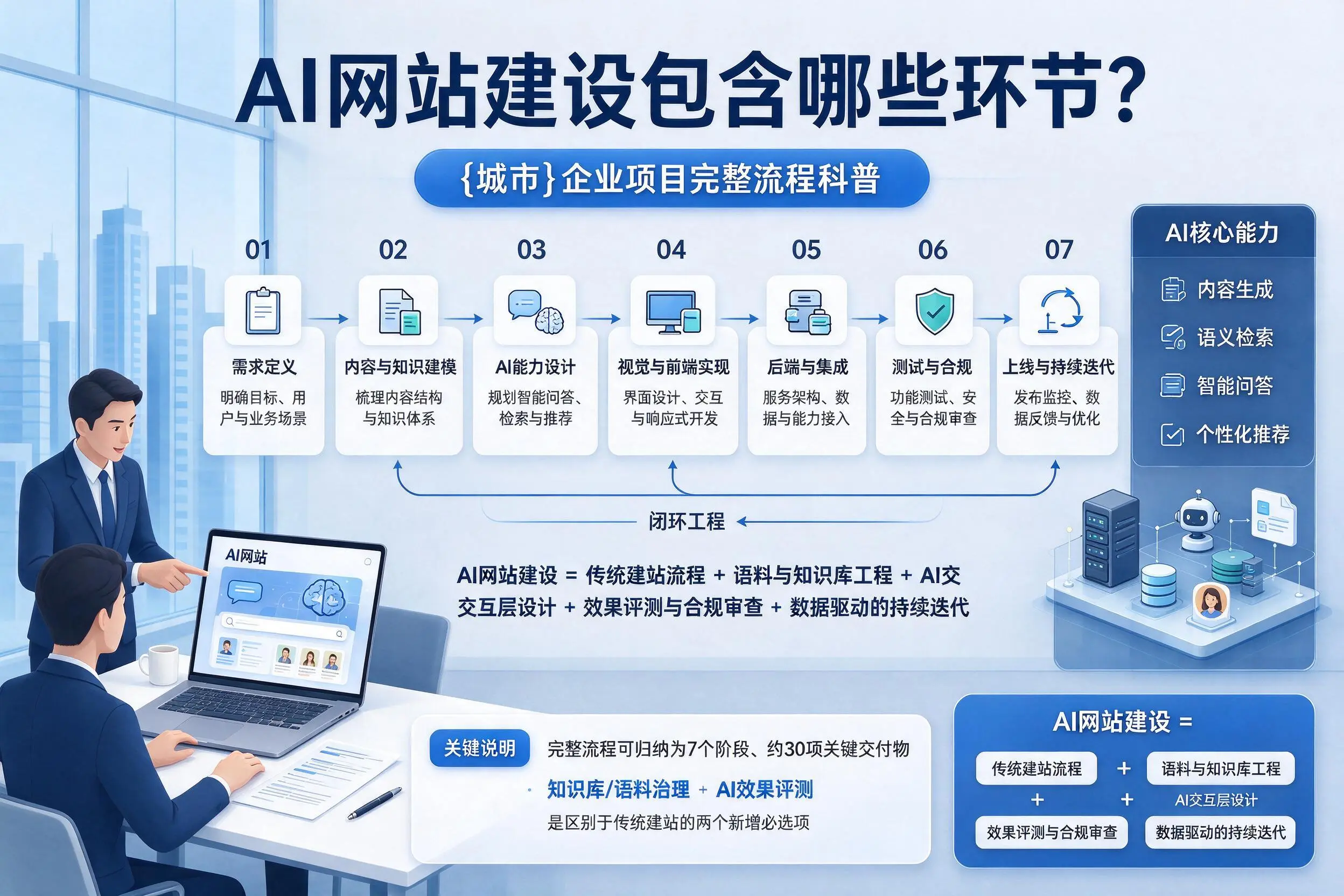 AI网站建设包含哪些环节?娄底企业项目完整流程科普