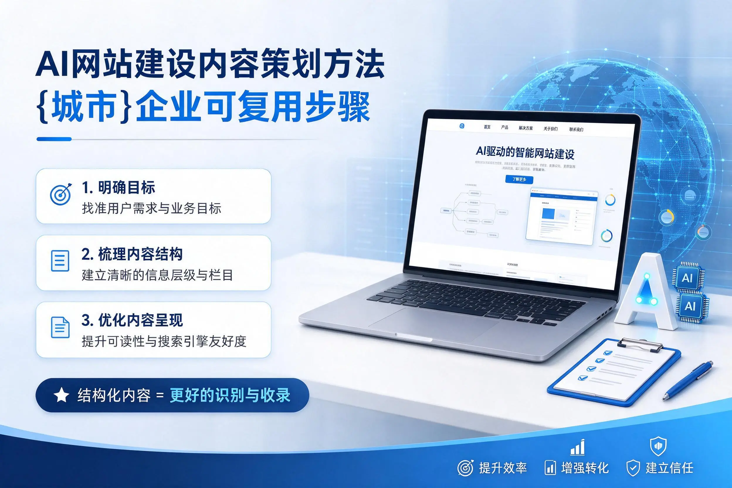 AI网站建设内容策划方法,娄底企业可复用步骤